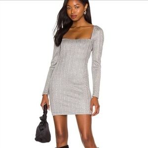 NWT NBD × Revolve Lida grey and silver Mini Dress Cutout Back Small